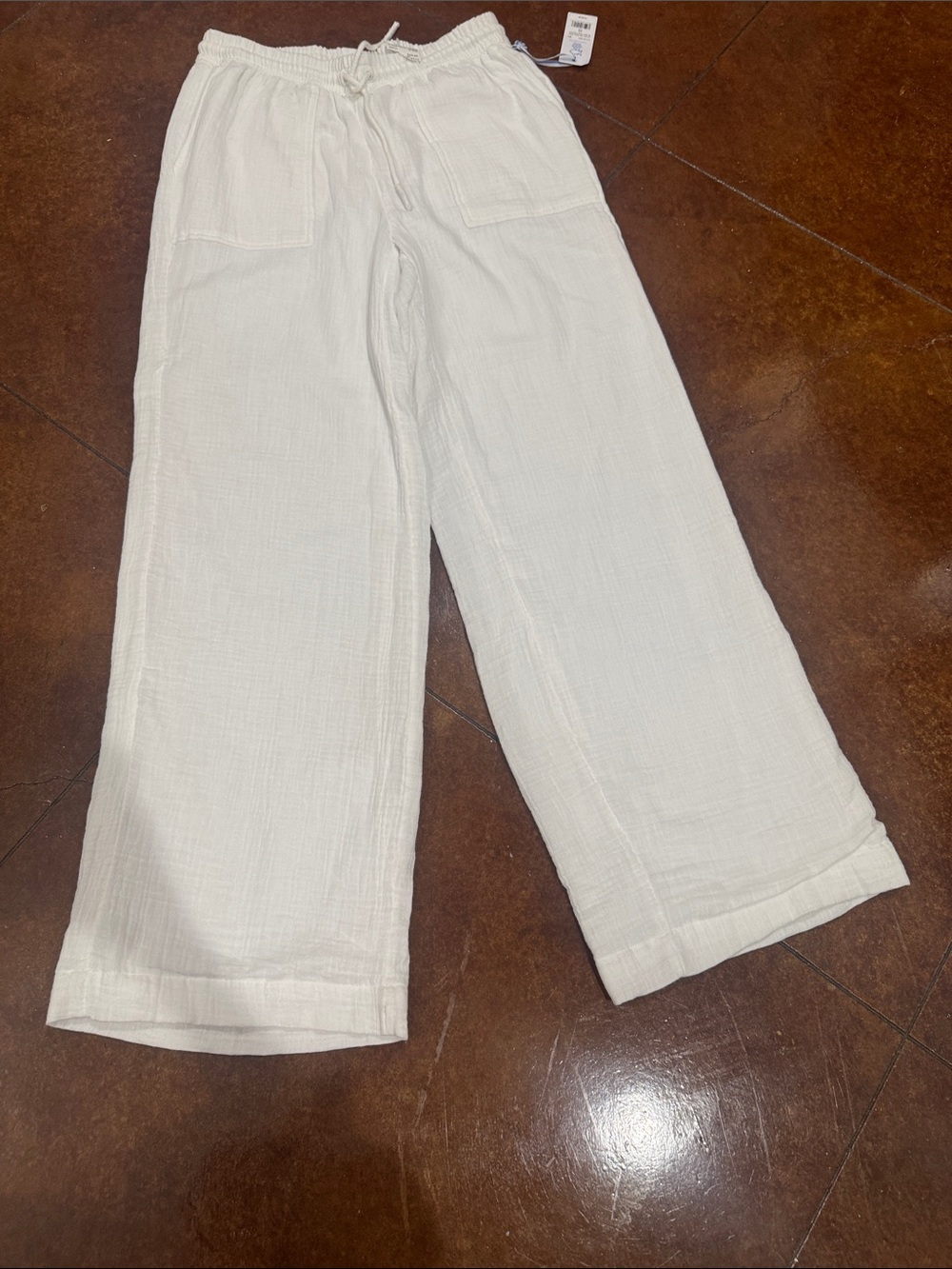 Southern Tide Cream Drawstring Wide-Leg Pants